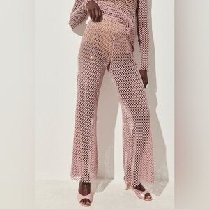 RACHEL COMEY Festival Rhinestone Blush Pink Burdan Mesh Pants Size XS NWT
